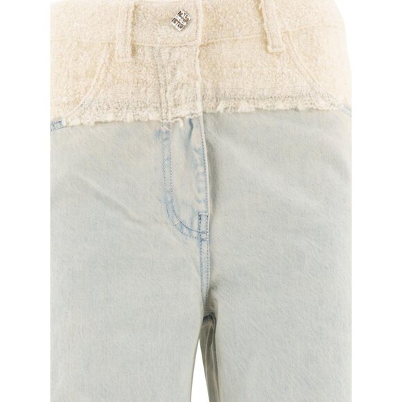 Givenchy Oversized Denim And Tweed Mixed Jeans With 4G Detail tag size 27 Women - Picture 3 of 4